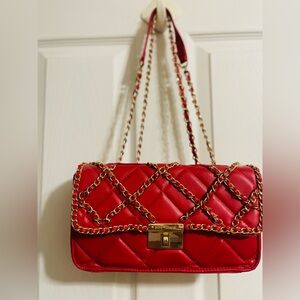 Elegant Red Quilted Crossbody Bag